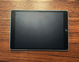 An iPad with a blank screen.